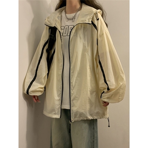 1中性风黄灯连帽滚边设计大码M-5XL潮牌防晒服男FS77005P45控68图片