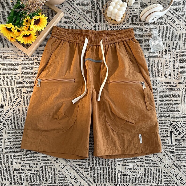 拉链大口袋休闲短裤男2024夏季速干运动五分工装沙滩裤K5480-P36，男装牛仔裤，星座412-2