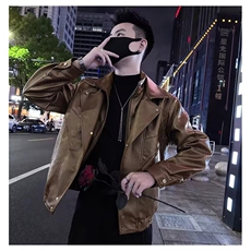 西装领皮衣外套男春秋款韩版潮流修身痞帅精神小伙机车男士皮夹克，男装夹克，星座506A