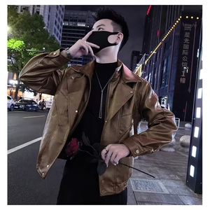西装领皮衣外套男春秋款韩版潮流修身痞帅精神小伙机车男士皮夹克图片