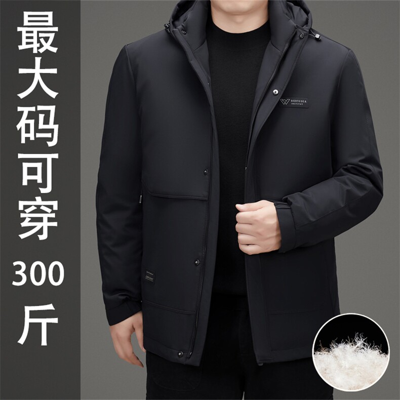 新款中老年加肥加大羽绒服外套男特大号可脱卸内胆帽子羽绒服大衣,男装羽绒服,钱塘723