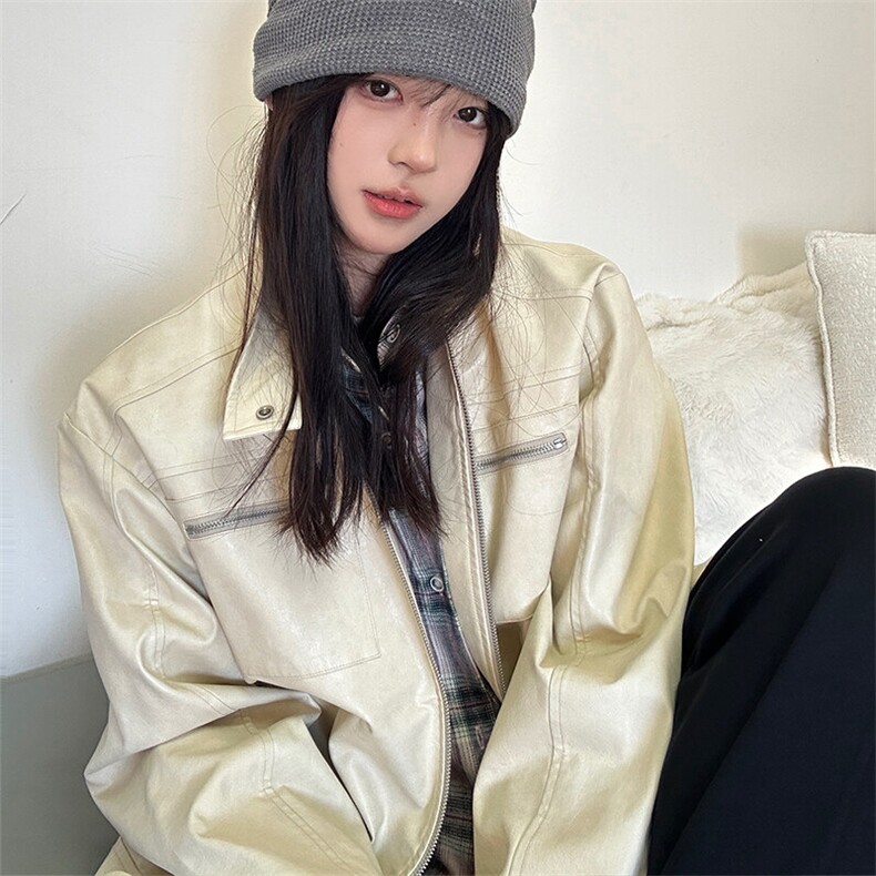 2026秋季立领皮衣C7038-TP80128复古美式男女同款帅气夹克,男装夹克,电商A102