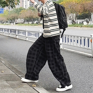 加绒卫裤 肌理感格纹休闲裤男2025 搭配卫衣毛衣日系裤子1030/P55图片