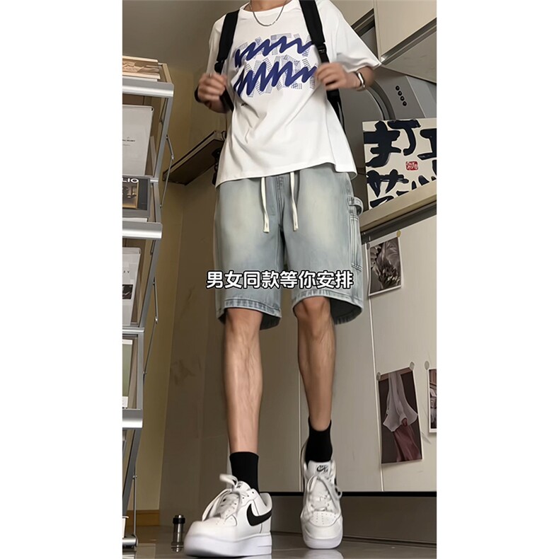美式高街工装牛仔短裤A451特P35控55,男装牛仔裤,电商A309