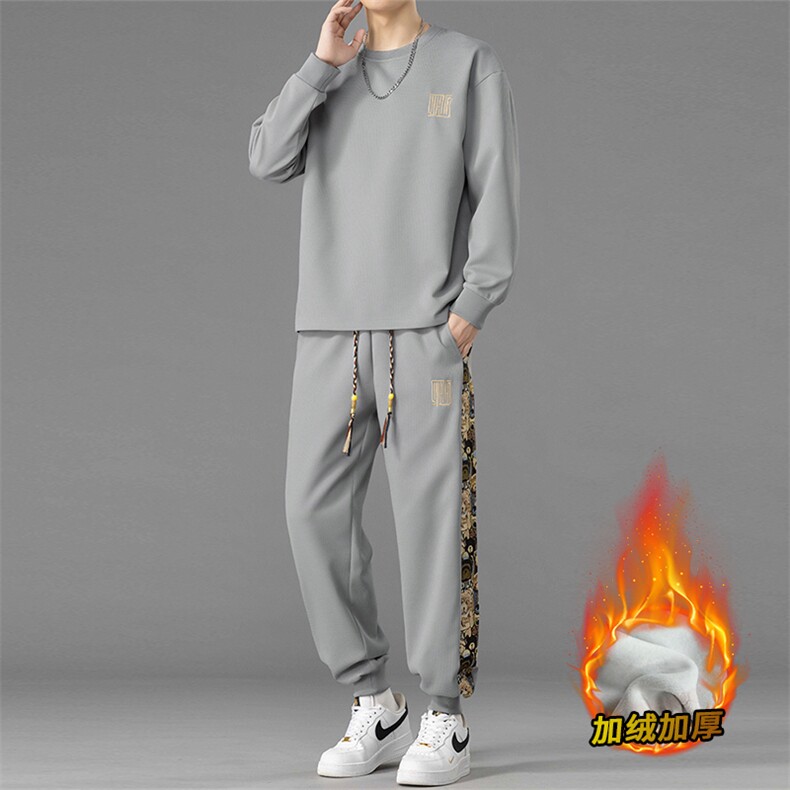 加绒加厚M-8X休闲字母印花套装男T06加绒-P70大码,男装T恤,星座209