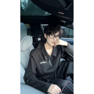 [罗一舟同款]半拉链刺绣Polo衫重磅华棉翻领卫衣504-T501-特P35图片