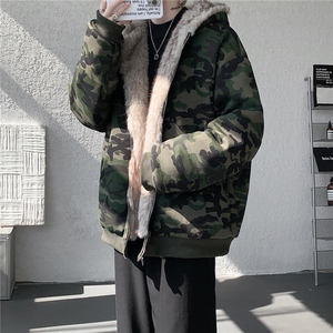 美式座山雕加绒加厚棉服男冬宽松连帽毛领棉衣外套MY18001图片