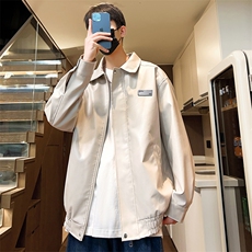 秋季皮夹克男翻领潮流男士外套贴标防水休闲上衣A266-PY006-P55，男装夹克，电商A266