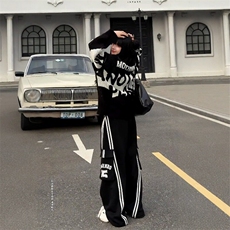 W8912-P50网图现货高街宽松拼接大口袋直筒休闲裤拖地卫裤，男装休闲裤，星座1608-2