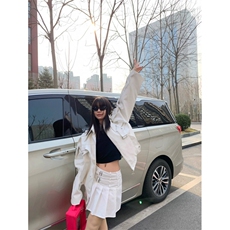 美式复古白色PU皮短款外套男女cleanfit高级感宽松情侣机车服夹克，男装夹克，星座506A