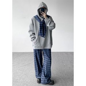 小众两连帽撞色大码卫衣套装T797 特P65 K797 特P42 TZ797特P107图片