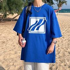 港风纯棉夏季休闲宽松新款印花短袖T恤女情侣T6024P25控38，男装T恤，电商A268A