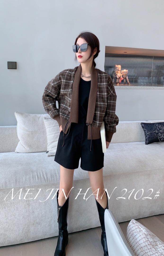 美巾涵5121呢料格子短款外套，其它，美巾涵
