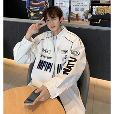 美式炸街赛车服外套男街头hiphop潮牌宽松痞帅机车服情侣皮衣夹克，男装皮衣，星座506A