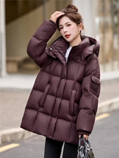 2025年冬季90白鸭绒中长款，女装羽绒服，艾尚靓装