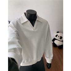 假模图秋装海欧领卫衣男polo衫短款版宽松长袖外套H1119特P48，男装Polo衫，电商A341