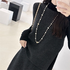 2024年秋季时尚潮流芝麻点马甲套装裙两件套，女装套装/套裙，美雪羊绒