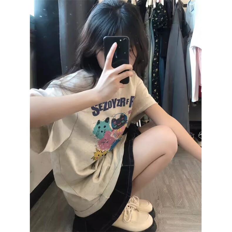 T0674-P25手绘卡通纯棉印花短袖学院风男女款上衣,男装T恤,星座617A-2