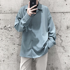 秋季新款2021男生长袖衬衫宽松百搭韩版纯色衬衣A071-C08-P38，男装衬衫，电商A071