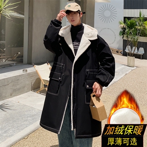 大货风衣男中长款大衣加绒加棉衣男F262薄P115加绒P135港风一图片