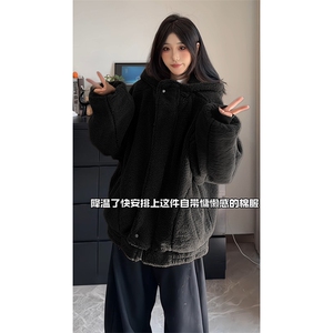 经典款时尚个性连帽上衣随性复古韵简约慵懒毛衣HY676TP98图片