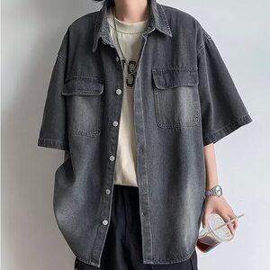 牛仔衬衫男士短袖韩版潮流痞子帅气百搭2025夏季ins外套CY905-P49图片