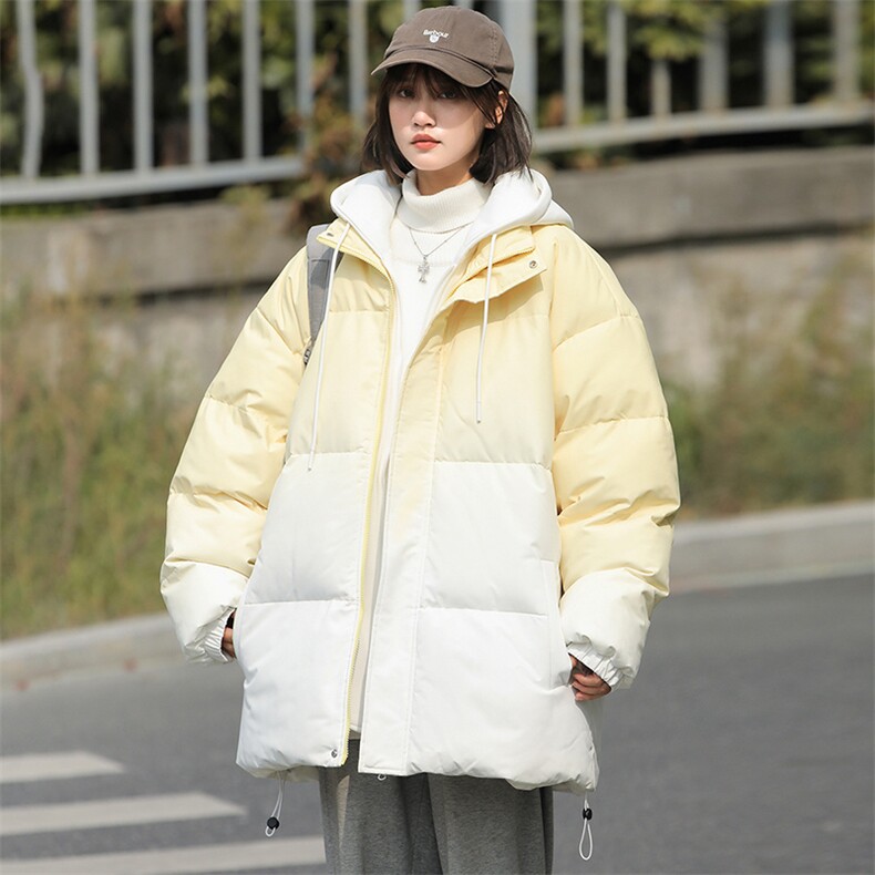 渐变色假两件连帽棉衣男宽松潮流棉袄冬季加厚保暖青少年棉服外套，男装棉衣，电商A409-1