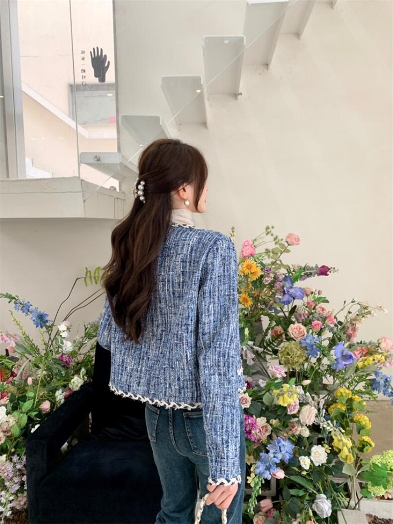 欧韩时尚气质高雅淑女牛仔兰小香风外套，其它，荷塘月色