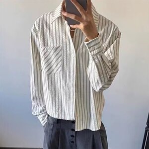 [006]条纹长袖衬衫男秋季宽松上衣 A079-CS17-P36图片