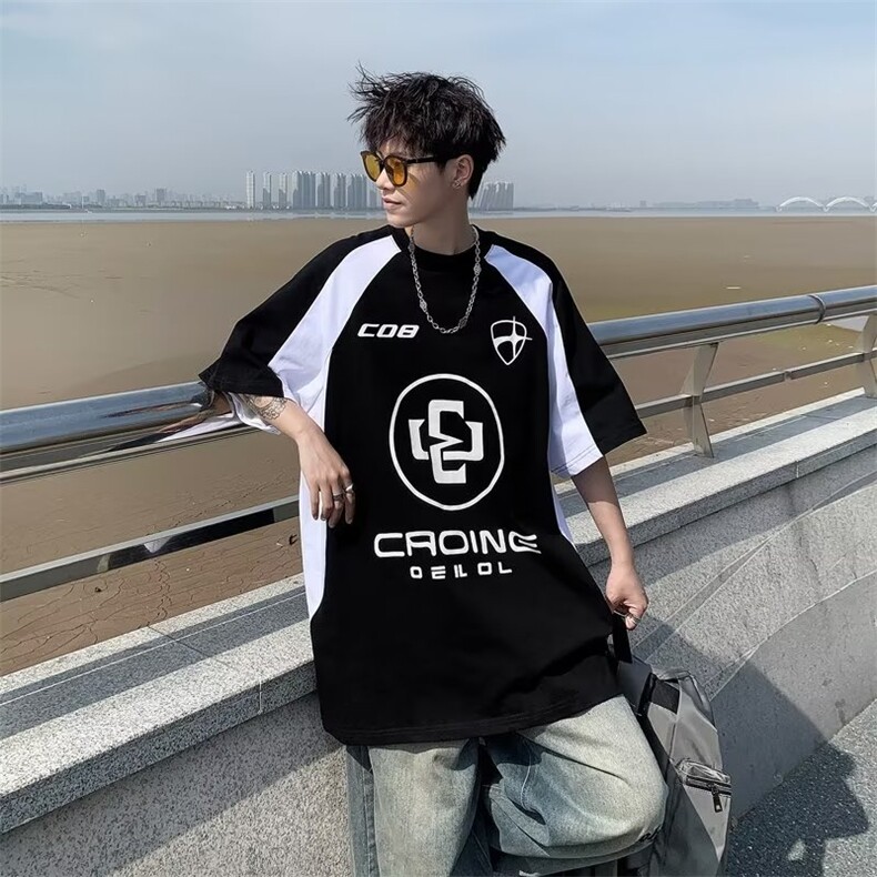 潮牌高街美式复古t恤短袖男ins宽松情侣款polo衫TP112-P30,男装T恤,星座1109-3
