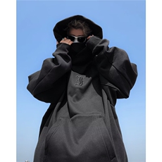美式潮牌机能风外套连帽社恐卫衣男女宽松情侣Y76700-P45加绒55，男装卫衣，星座1008