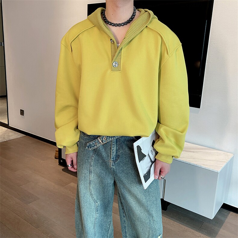 秋季新款连帽高级拼接针织宽松休闲套头卫衣外套男潮流WY001特-60,女装短外套,电商B267