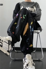 2023秋季新款港风彩色泼墨印花宽松束脚卫裤B315-K23431-p50控78，男装休闲裤，电商B315