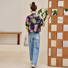 提花西装外套女短款2025春季新款立领新中式风流行上衣，女装短外套，水衣源