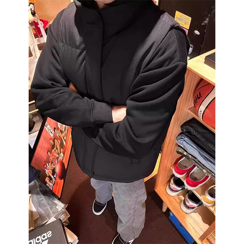 现货5W件冬季三防硬挺boxy短款立领棉衣马夹外套加厚马甲保暖棉服,男装棉衣,电商A486-1