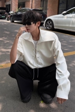 春夏新款小心机深V西装领系带衬衫简约美式时尚衬衫外套特P38，男装西服套装，电商B319