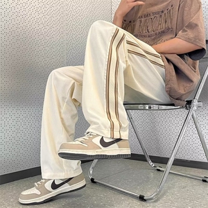 日系潮流青春流行潮男条纹时尚潮牌长裤休闲裤宽松型运动裤新款图片