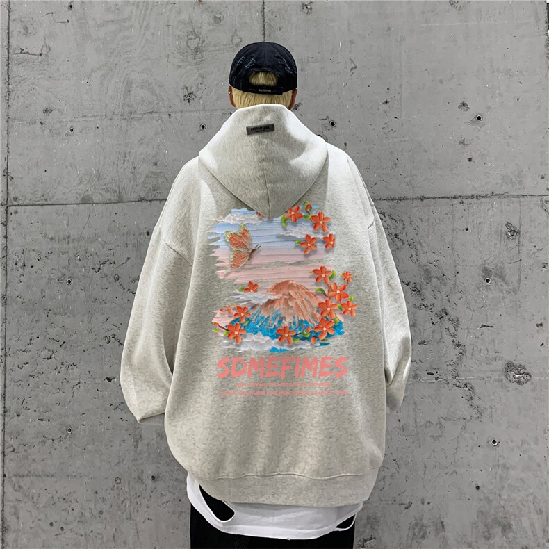 供抖音丶重磅高品棉350克排扣连帽水彩花卫衣LW6113-特p58控78,男装卫衣,星座508（原C305）