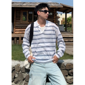 时尚流行慵懒新款气质潮流日系ins长袖POLO简约百搭文艺 T5607图片
