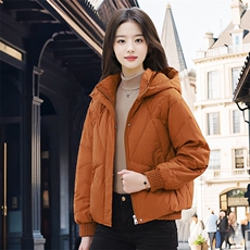 时尚连帽保暖羽绒服女2025新款冬季减龄宽松小个子短款白鸭绒外套，女装羽绒服，婷思杰（原婷想服饰）