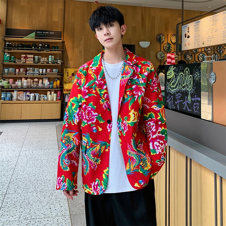 XZ01秋装文艺男大码宽松西服东北大花潮牌开衫男女风民族特色，男装民族服装，星座115A(原星座507）