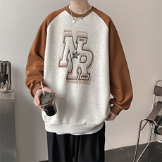 开春新款美式幻影学院风印花卫衣男插肩撞色MY02397-P38，男装卫衣，星座308B-1