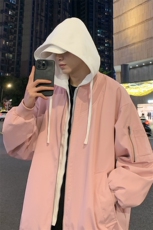 港风夜景新款假两件夹克男痞帅宽松二开上衣外套DSA157B-J205-P85，男装夹克，电商A157B