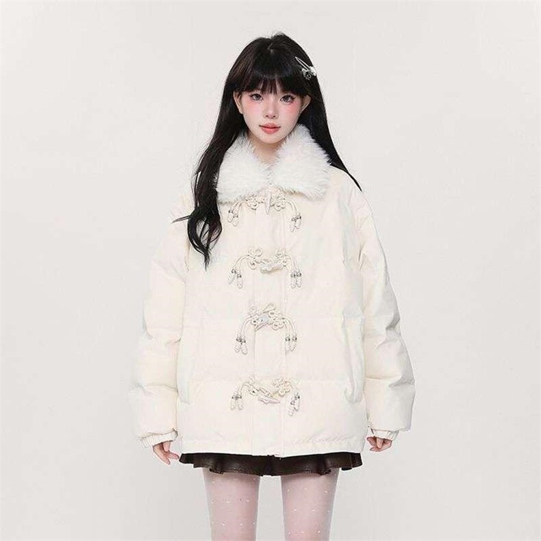 圣诞喜庆红牛角扣加厚毛领棉服外套学院风棉衣6611-P110网图,男装棉衣,电商B245