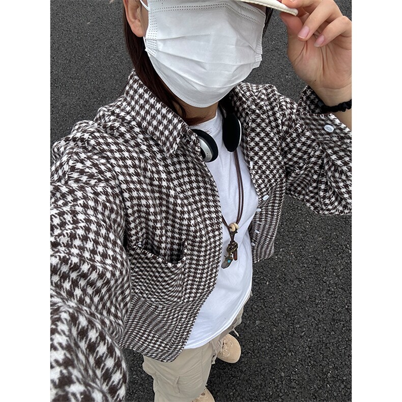 360G千鸟格磨毛秋冬新款格纹翻领衬衫加厚磨毛格子外套CS326-P40,男装衬衫,星座301C-5