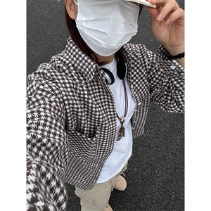 360G千鸟格磨毛秋冬新款格纹翻领衬衫加厚磨毛格子外套CS326-P40,水滴衬衫搭配图片