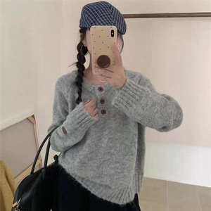 软糯毛衣女2025新款秋冬季加厚保暖宽松慵懒风针织衫上衣KMY44图片