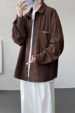衬衫男秋季新款港风宽松灯芯绒扎染刺绣长袖衬衣CS8102-P42，男装衬衫，星座214-3