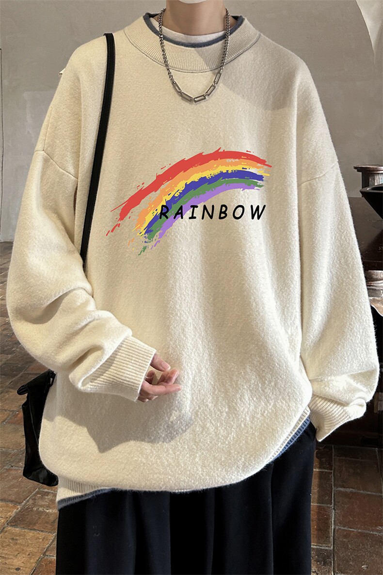 控78假两件毛衣男大码加绒针织衫男毛线衣M80064-P55加绒P70,男装针织衫/毛衣,电商A040
