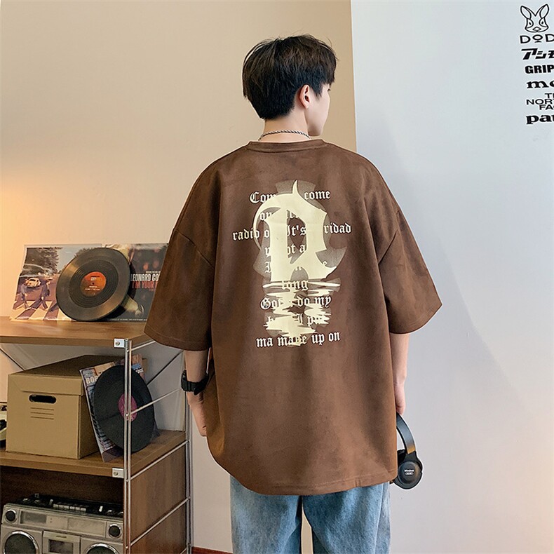DX515P30港风重磅麂皮绒短袖美式高街t恤男大码半袖男,男装T恤,星座1204-3